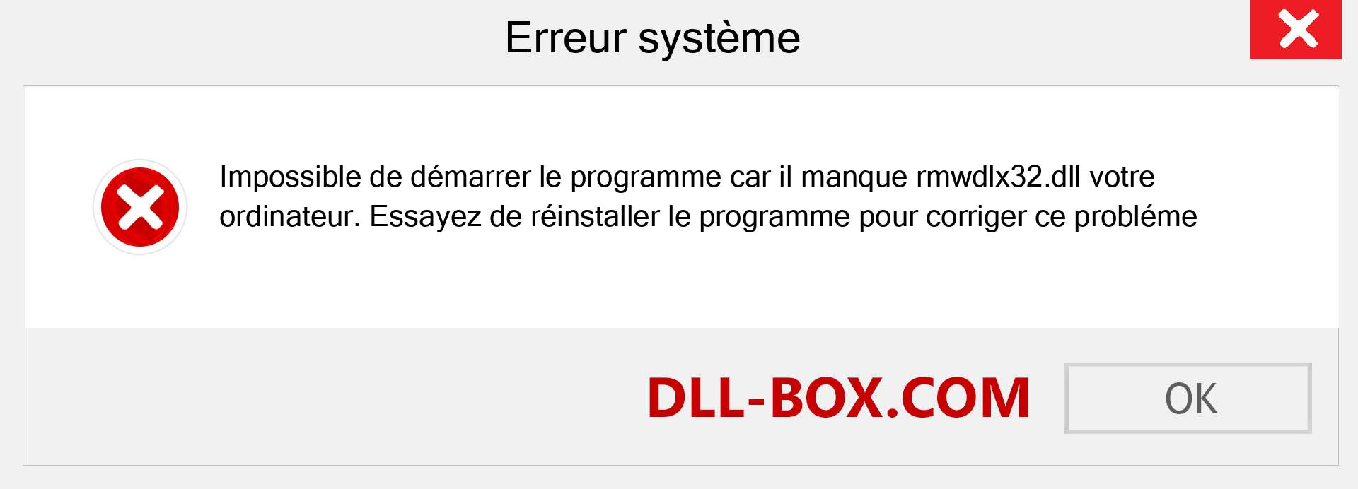 Le fichier rmwdlx32.dll est manquant ?. Télécharger pour Windows 7, 8, 10 - Correction de l'erreur manquante rmwdlx32 dll sur Windows, photos, images